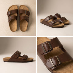 Atlas — Brown Leather Double-Strap Sandal