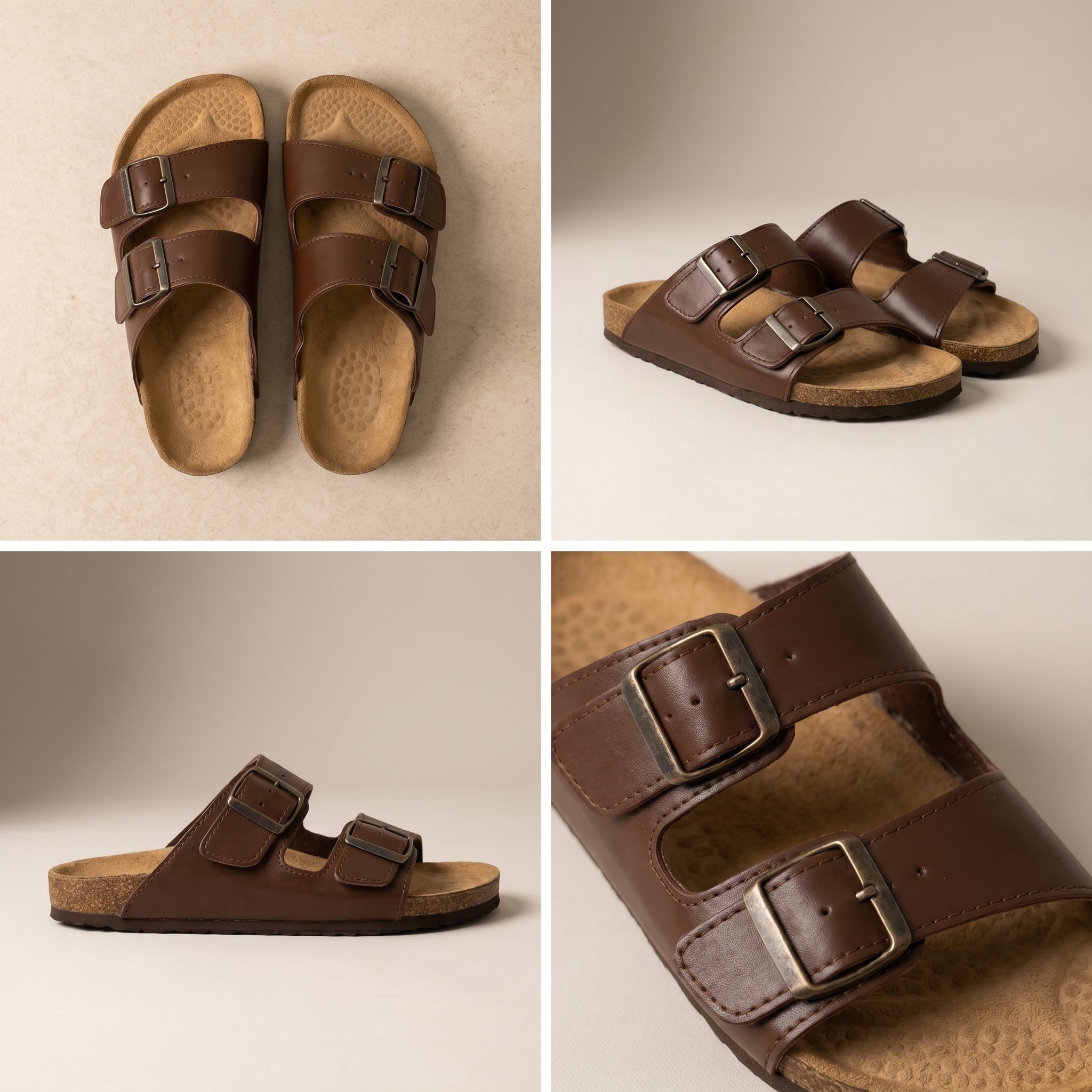Atlas — Brown Leather Double-Strap Sandal
