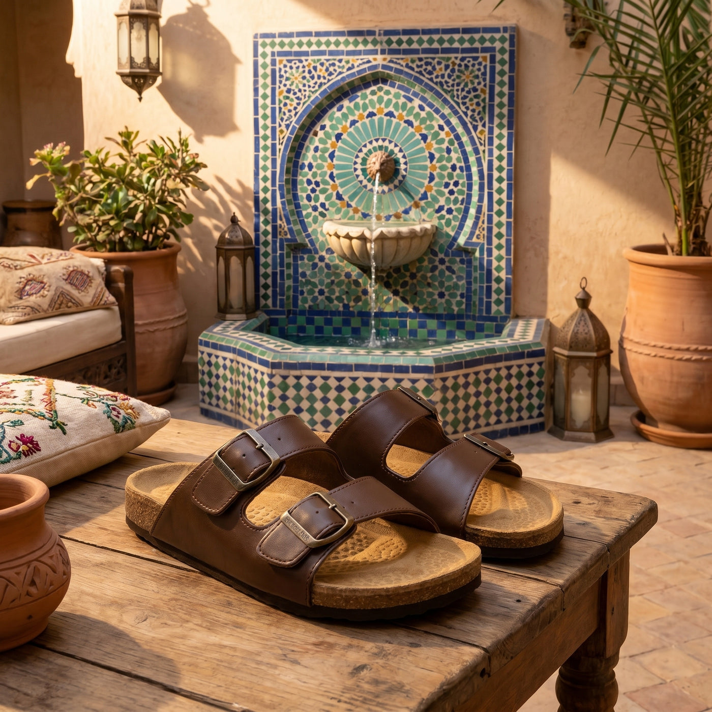 Atlas — Brown Leather Double-Strap Sandal