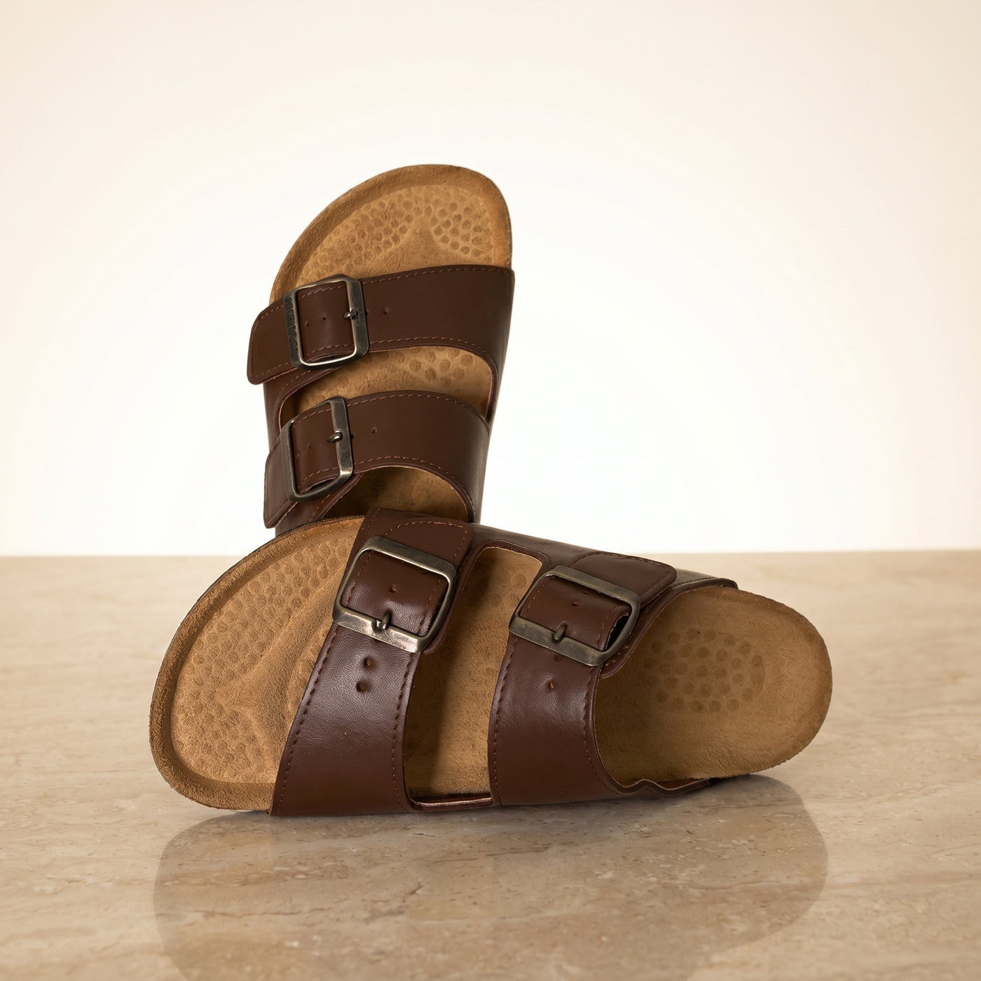 Atlas — Brown Leather Double-Strap Sandal