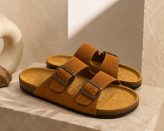 Medina — Tan Suede Two-Strap Sandal