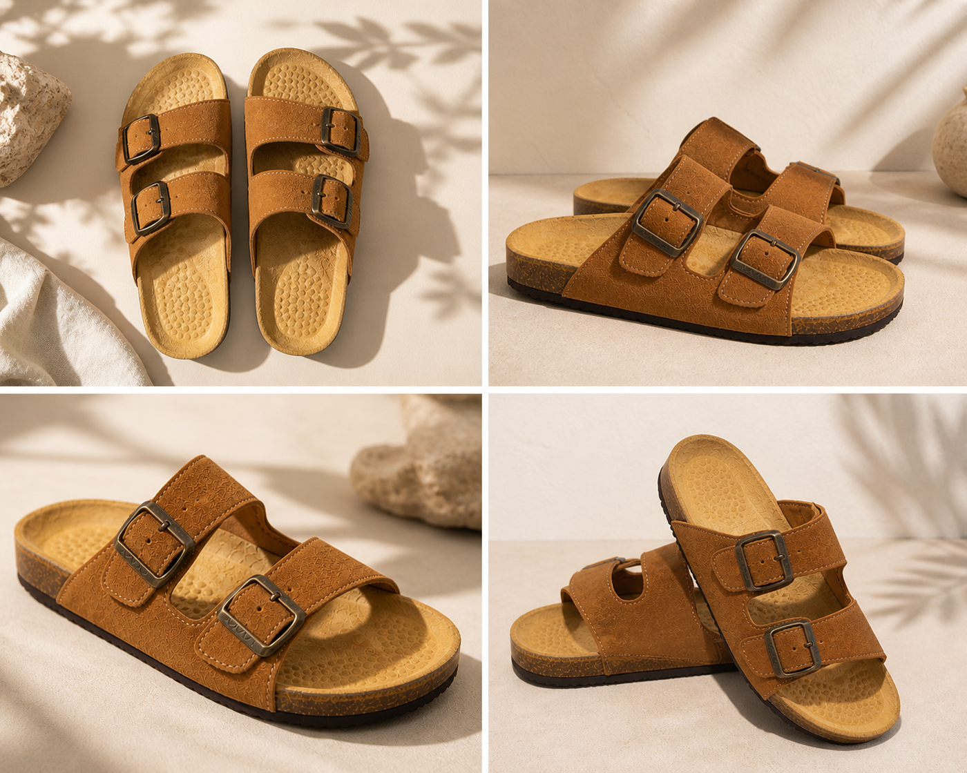 Medina — Tan Suede Two-Strap Sandal