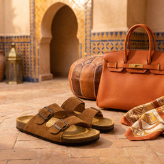 Medina — Tan Suede Two-Strap Sandal