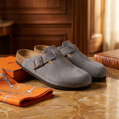 Kasbah — Pearl Grey Suede Mule
