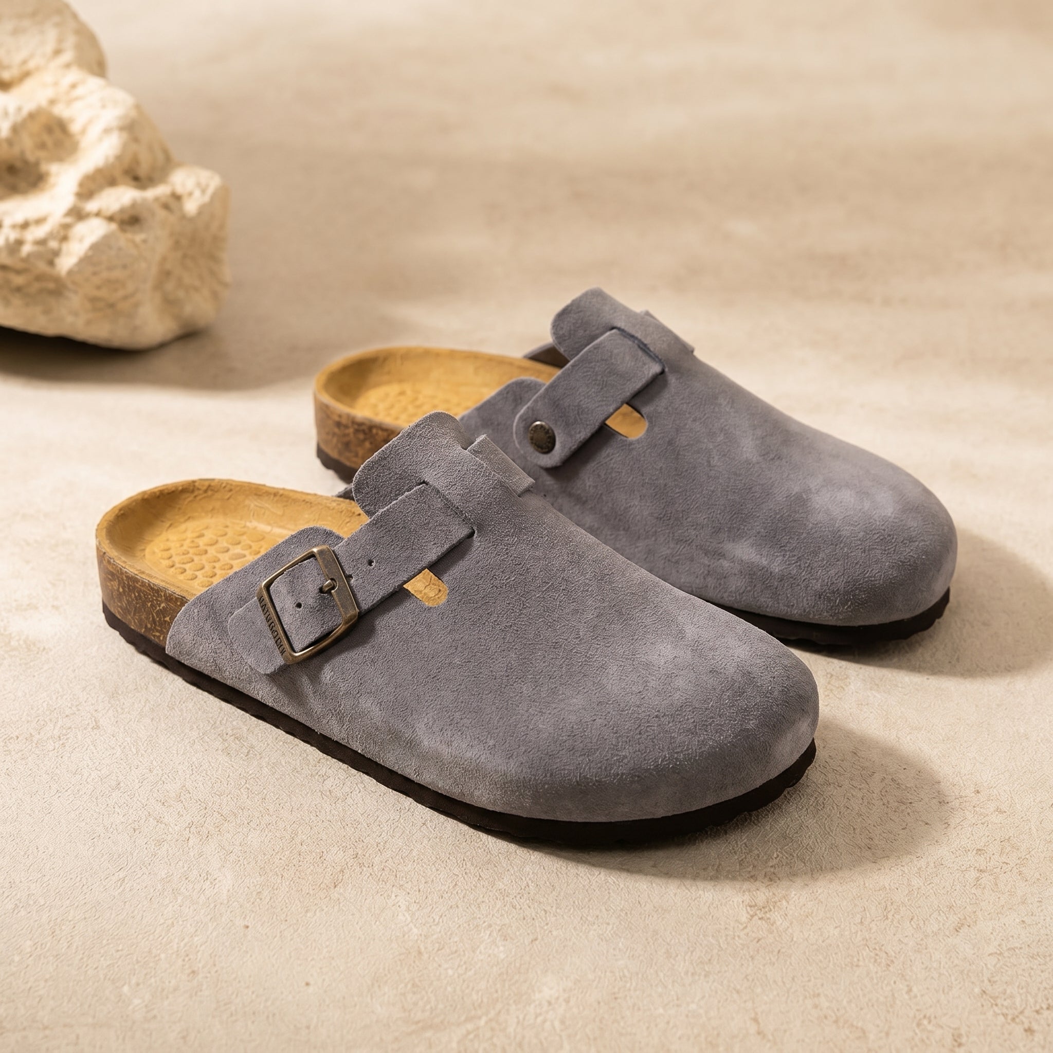 Kasbah — Pearl Grey Suede Mule
