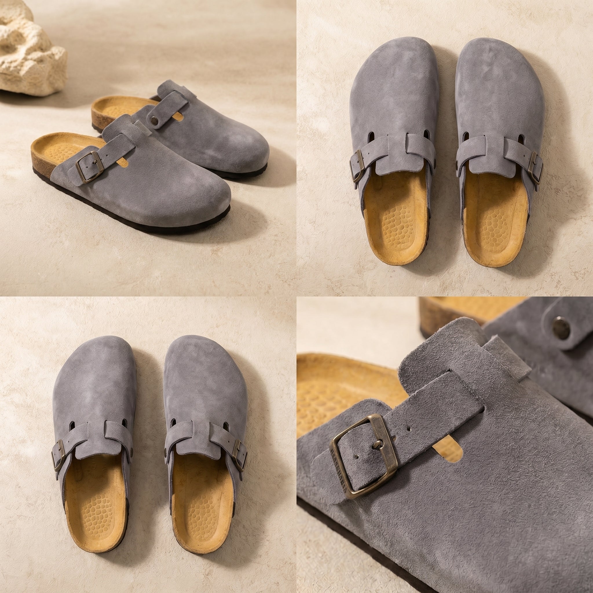 Kasbah — Pearl Grey Suede Mule
